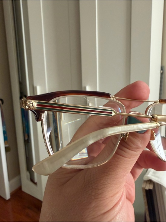 Gucci Brown and Gold Semi-Rim Cat-Eye Glasses